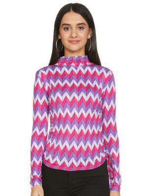Max Women Regular Fit Geometric Printed Crop Top with Ruching
