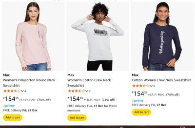 Max Women Sweatshirt Starts @169