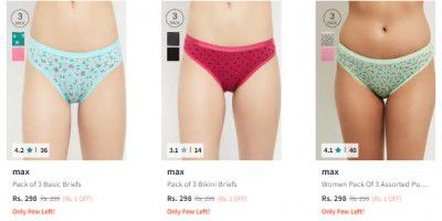 Max Women's Briefs Pack Of 3 Starts ₹279