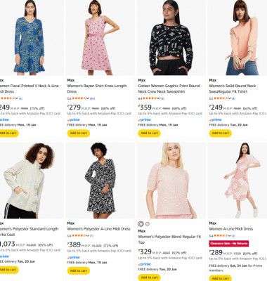 Amazon : Up to 68% OFF - Max Womens Clothing