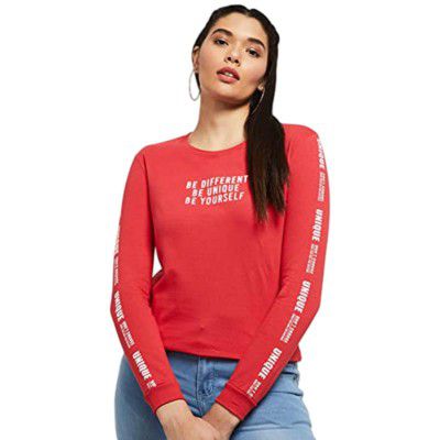 Max Women's Cotton Printed Regular Fit Crew Neck Sweatshirt