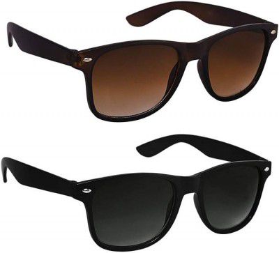 maxa  UV Protection, Riding Glasses Rectangular, Wayfarer, Oval, Sports Sunglasses (55)  (For Men & Women, Black, Brown)