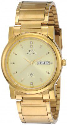 Maxima Analog Gold Dial Mens Watch-25035CMGY
