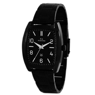 Maxima Stainless Steel Analog Black Dial Men's Watch - 49940Cagb, Band Color:Black