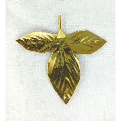 MAYAPURI Original Pure Brass Bel Patta or Pital Puja Bel Patra/Bilva Patra/Bael Leaves for Pooja, For Religious and Worship use, Mandir Decoration (Pack of 3)