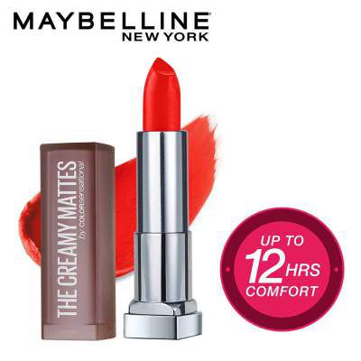Maybelline New York Color Sensational Creamy Matte Lipstick, 633 Firecracker Red, 3.9g