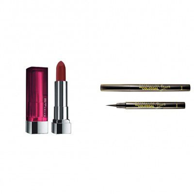 Maybelline New York Color Sensational Creamy Matte Lipstick 696 Burgundy Blush 3.9g and Maybelline New York The Colossal Liner 1.2ml