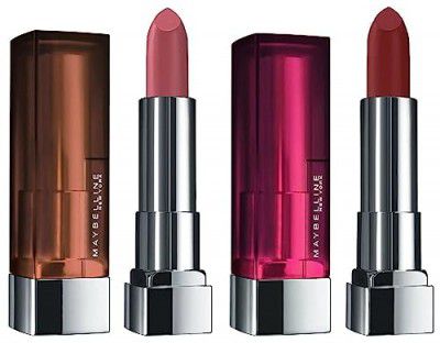 Maybelline New York Color Sensational Creamy Matte Lipstick, 696 Burgundy Blush, 3.9g And Maybelline New York Color Sensational Creamy Matte Lipstick, 660 Touch of Spice, 3.9g