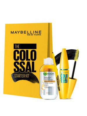 Maybelline New York Set of Colossal Mascara-Kajal & Garnier Micellar Oil-Cleansing Water