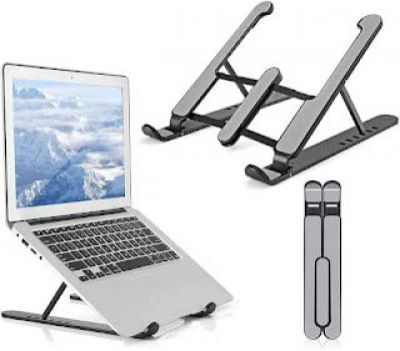 MB seller 6 Angle Foldable & Portable Plastic Laptop Stand for Desk, Fully Foldable Tabletop Laptop Stand Riser,Silicone Pads, Multi-Angle Compatible for MacBook Air Pro, HP, Lenovo (Multicolor)