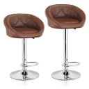 MBTC Delton Cafeteria Bar Stool Chair in Light Brown (Set of 2 Pcs)...