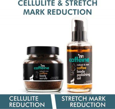 mCaffeine Coffee Cellulite & Stretch Mark Reduction Duo | Body Scrub, Body Oil | All Skin | Paraben & Mineral Oil Free  (2 Items in the set)