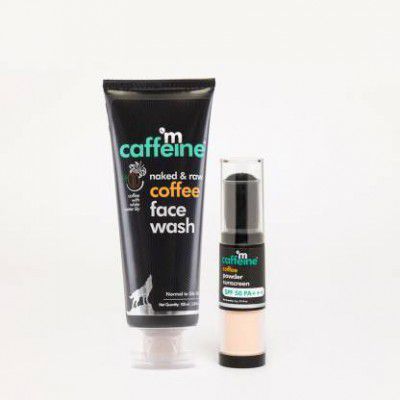mCaffeine Coffee Cleanse & Protect SPF 50+++ Routine with Face Wash & Powder Sunscreen  (2 Items in the set)