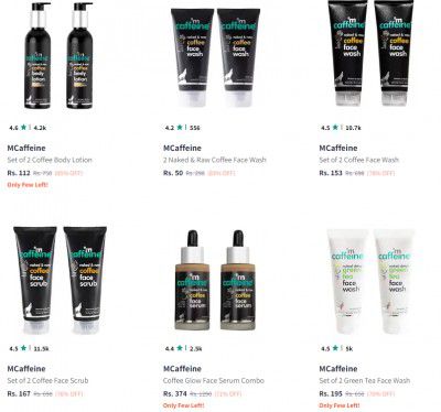 Mcaffeine Personal Care Products Upto 85% off starting From ₹50