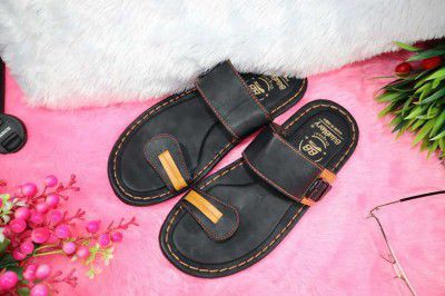 MDS STORE  Men Stylish Fancy Slipper-D06 Black Sandal