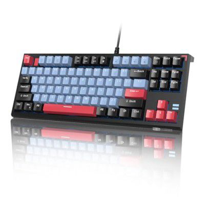 Mechanical Gaming Keyboard,87 Keys Wired Compact TKL Mechanical Keyboard Ergonomic Design Retro Style Keyboard with Rainbow Led Backlit Yellow Switches for Windows Mac PC (Black Blue/Brown Switches)