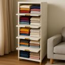 mechdel Plastic Cupboard Cloth Rack for Clothes, Foldable Wardrobe Cabinet for Storage, Cupboard Rack-1 Door - White, 4PCS...