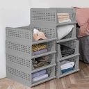 mechdel Stackable Collapsible Wardrobe Storage Box (2PCS-Large, Grey)...