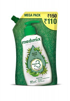 Medimix Ayurvedic Nature Care with Neem, Tulsi, Aloe Vera - Hand Wash Mega Pack Refill Pouch, 750 ml