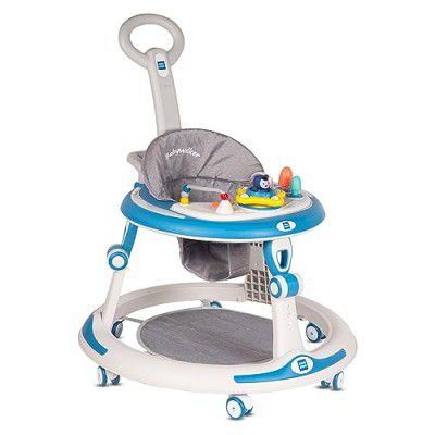 Mee Mee 360° Baby Activity Walker For 6-18 Months Baby Upto 15kg | 7 Level Adjustable Height, Musical Detachable Toy Bar & Light | Parental Push Handle, Anti-Rollover Folding Walker for Boys, Girls, K