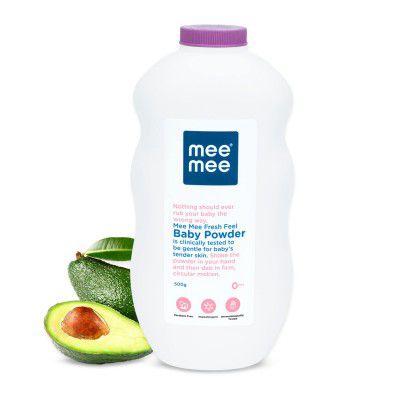 Mee Mee Baby Talcum Powder |Dermatologically tested | Gentle for Newborns | Anti - rash | Paraben free | 0m+ (Fresh Feel - 500g Pack of 1)