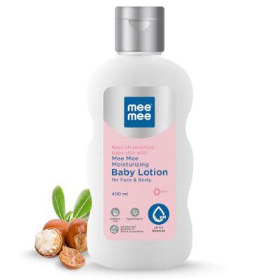 Mee Mee Moisturizing Baby Lotion for Face & Body, Shea, Cocoa Butter & Almond Oil, 24 Hrs Moisturization (400ML)