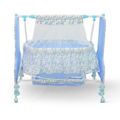 Mee Mee Premium New Born Baby Sleep Swing Cradle/Jhula/Palna/Bed/Baby Bedding (Blue)