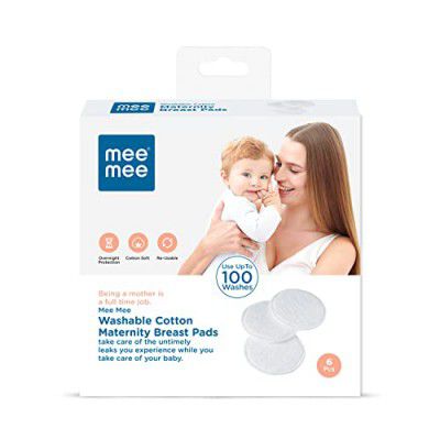 Mee Mee Reusable Maternity Breast Pads | Washable Nursing Bra Pads (6 Pieces, 100 Washes, Pink)