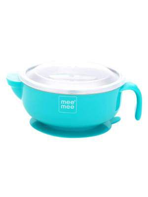 Mee Mee Stay Warm Baby Steel Bowl with Suction Base (Blue)
