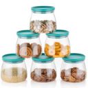 MEELANA Plastic Airtight Container Jar Set For Kitchen - 900 & 1100 ml Set Of 6 Made In India (Green-900 ML)...