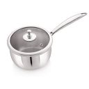 Meera Exclusive Triply Frying Pan Cum Sauce Pan with Tempered Glass Lid, 1.5 Litre, Silver (16 cm), (Induction and Gas Stove Compatible)...