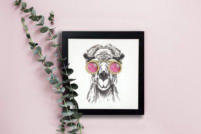 Meera,Trippy Camel, (Suitable for Half Wall) Framed Art Premium Cotton Canvas for Home Decor