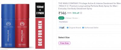 MEESHO LOOT : The Man Co. DEO (150ml × 2) at ₹122