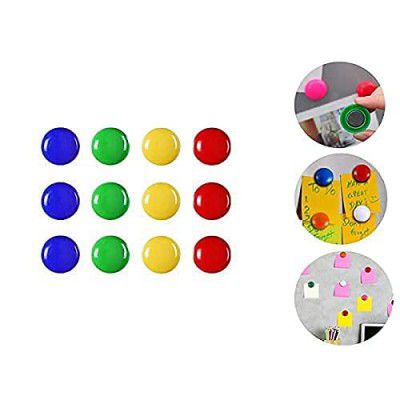 MeeTo Colourful Magnet Buttons for Fridge/ Magnetic Whiteboard/ Stick Notes, Photos, Charts and More - Multicolor (10)