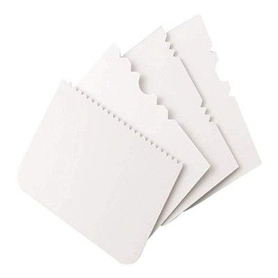 MeeTo Dough Bench Scraper Cake Cutter/Chopper/Smoother Icing Fondant Cake Decorating Pastry Baking Tool - Pack of 4 (White)