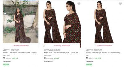 Meetvin Couture Women's Sarees Starting Rs.9
