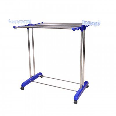 Mega Clothing Stand | Stylish Garment Stand | Hanging Rack | 1-Tier Folding Clothes Rail Clothes Horses Drying Rack (Royal Blue)