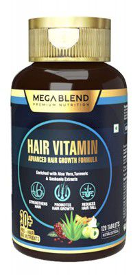 MegaBlend Hair Vitamin Advanced Growth Formula Tablet Enriched with Aloe Vera, Turmeric and Sesbania Extracts (Pack of 120, Tablet)