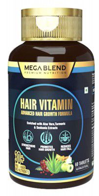 MegaBlend Hair Vitamin Advanced Growth Formula Tablet Enriched with Aloe Vera, Turmeric and Sesbania Extracts (Pack of 60, Tablet)
