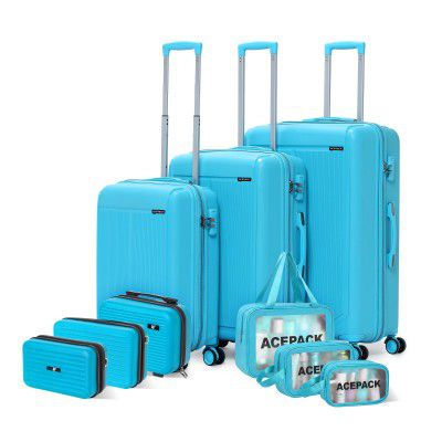 Megatron 9-Piece Family Set – 3 Vanity Cases + 3 Toiletry Bags + 3 Trolley Suitcases