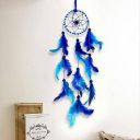 Meher Collection Handmade Dream catcher Car Hanging Wall Hanging for LivingRoom Bedroom Balcony Feather, Wool Dream Catcher  (16.14 inch, Blue)...