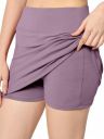 Mehrang Skirt with Shorts for Women's & Girl's Solid High Waist Flared Skater Short Mini Skirt...