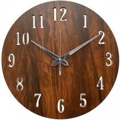 MELANA Wooden MDF Round Shaped No Frame Clock