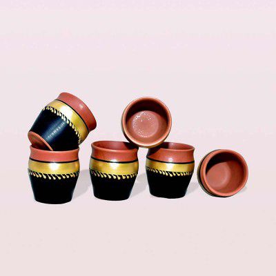 Meliaura Earthenware Terracotta Kullhad Painted (set of 6)
