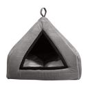 Mellifluous Premium Soft Velvet Cats Kittens Pet Hut House (L x W x H) 60 x 60 x 60 cm (L, Grey-Black)...