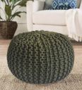 Melton Knitted Pouffe in Dark Green Colour...