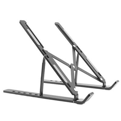 MemeHo® Aluminium Laptop Stand / 6 Angles Adjustable Laptop Holder/Foldable and Portable/Ergonomic Ventilated Laptop Stand (Black)