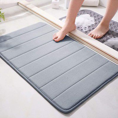 Memory Foam Bath Mat Coral Velvet Super Non-Slip Rapid Water Absorption Soft and Comfortable Easier to Dry Machine Wash Bathroom Mat 17 X 24 inches