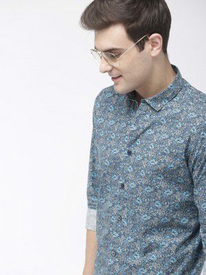 Mast & Harbour Men Blue & Grey Regular Fit Printed Casual Shirt