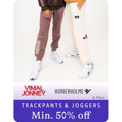 Men's track pants & Joggers from Vimal Jonney & Hubberholme @ minimum 50% off